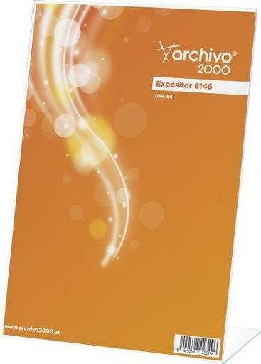 [9933094] ARCHIVO 2000 - EXPOSITOR SOBREMESA "PREMIUM" EN FORMA DE L DIN A4 VERTICAL ESPESOR 3 MM 95X210X305 MM (Ref.6146 CS TP)