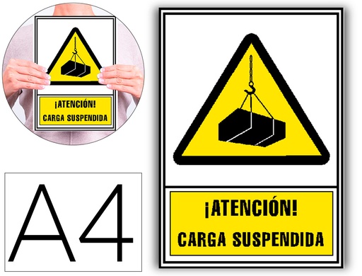 [2160667] ARCHIVO 2000 - Pictograma atencion carga suspendida pvc amarillo luminiscente 210x297 mm (Ref. 6172-04 AM)