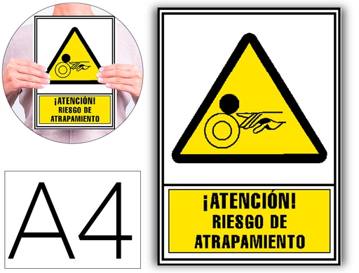 [2160670] ARCHIVO 2000 - Pictograma atencion riesgo de atrapamiento pvc amarillo luminiscente 210x297 mm (Ref. 6172-07 AM)