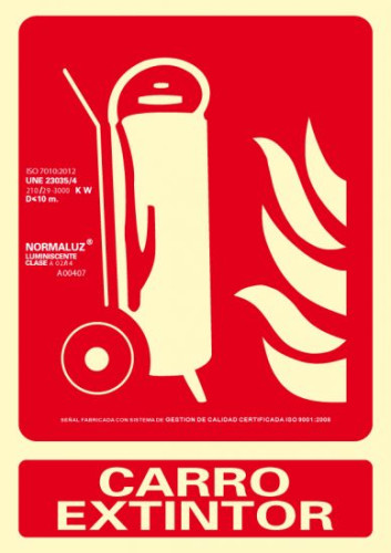 [2160661] ARCHIVO 2000 - Pictograma carro extintor pvc rojo luminiscente 210x300 mm (Ref. 6171-02H RJ)