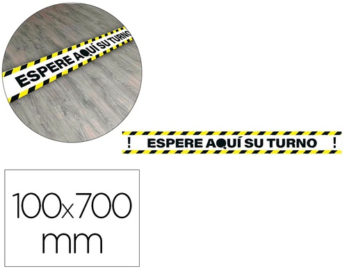 [2160646] ARCHIVO 2000 - Pictograma espere su turno mantega la distancia de seguridad vinilo adhesivo amarillo 100x700 mm (Ref. NOBA81100 AM)
