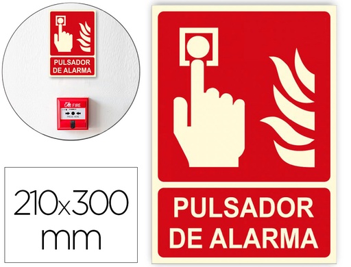 [2160663] ARCHIVO 2000 - Pictograma pulsador de alarma pvc rojo luminiscente 210x300 mm (Ref. 6171-04H RJ)