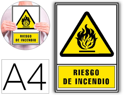 [2160664] ARCHIVO 2000 - Pictograma riesgo de incendio pvc amarillo luminiscente 210x297 mm (Ref. 6172-01 AM)
