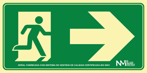 [9160650] ARCHIVO 2000 - Pictograma salida de emergencia derecha pvc verde luminiscente 224x300 mm (Ref. 6170-04H VE)