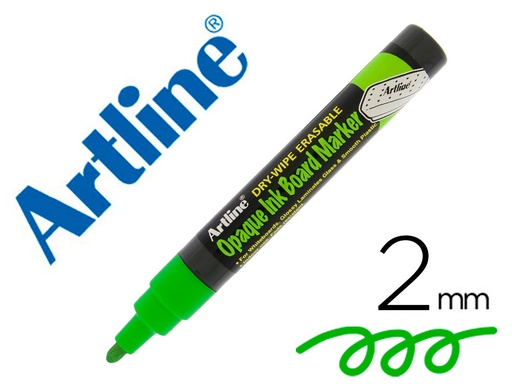 [2156791] ARTLINE - Rotulador pizarra epd-4 color verde fluorescente opaque ink board punta redonda 2 mm (Ref. EPD-4 GR)