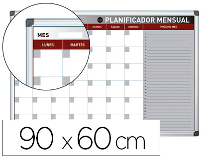 [2156188] BI-OFFICE - Planning magnetico mensual lacado marco aluminio rotulable 90x60 cm (Ref. GA03179170)