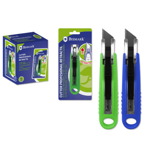 [9934802] BISMARK - CUTTER PROFESIONAL RETRACTIL CON CUCHILLA FRACTURABLE DE 18 MM BLISTER (Ref.326994)