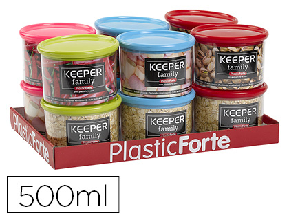 [2154506] Bote multiusos plástico 500 ml con tapa de color 110x110x80 mm (Ref.11889)