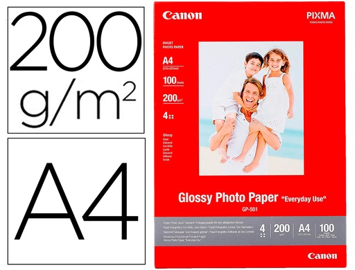 [2162409] CANON - Papel foto A4 brillante 200gr/m2 paquete 100 hojas (Ref. 0775B001)