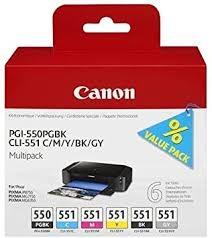 [9927535] CANON - TINTA PACK PGBK / C / M / Y / BK / GY PIXMA IP7250 IP7240 - PGI550 + CLI551 (Ref.6496B005)