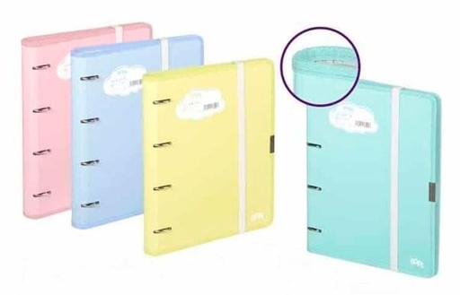 [9935683] CARCHIVO - CARPETA 4 ANILLAS 35MM CARTÓN SOFT CON GOMA FOLIO TURQUESA (Ref.12200417)