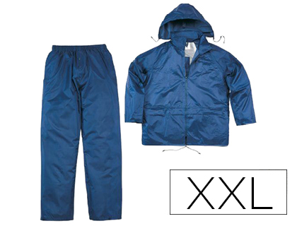 [2154365] DELTAPLUS - Conjunto de lluvia 400 poliester/pvc azul marino talla xxl (Ref. EN400MAXX)