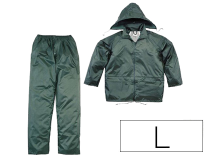 [2154366] DELTAPLUS - Conjunto de lluvia 400 poliester/pvc verde talla l (Ref. EN400VEGT)