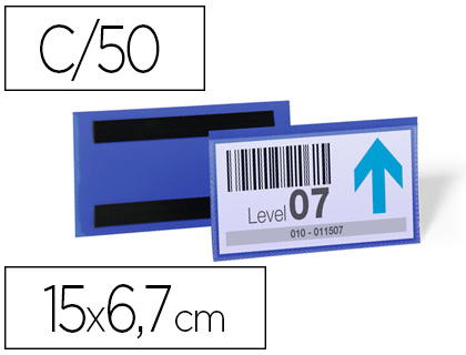 [9155892] DURABLE - Funda magnetica 150x67 mm plastico azul ventana transparente pack de 50 unidades (Ref. 1742-07)