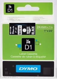 [9931463] DYMO - CINTA DE TRANSFERENCIA TERMICA D1 53721. ETIQUETAS ESTÁNDAR BLANCO SOBRE NEGRO DE 24MMX7M. POLIESTER AUTOADHESIVA. ROTULADORA LABELMANAGER (Ref.S0721010)