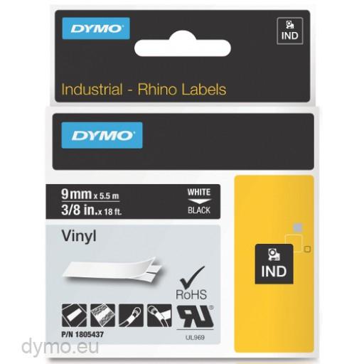 [9932942] DYMO - RHINO CINTA ID1-9, BLANCO SOBRE NEGRO, 9MMX5´5M, VINILO (Ref.1805437)