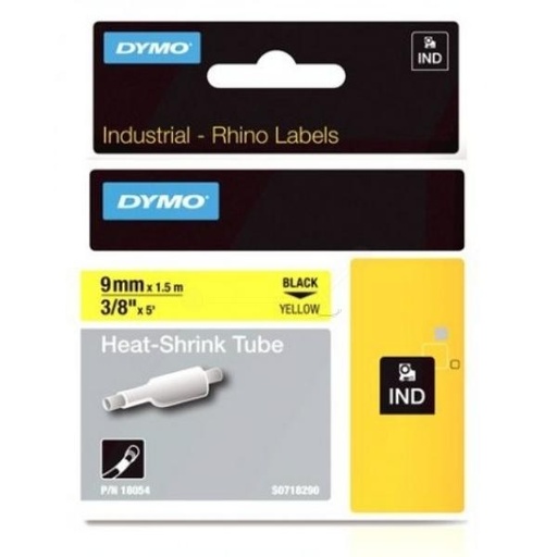 [9932822] DYMO - RHINO CINTA ID1-9, NEGRO SOBRE AMARILLO, 9MMX1´5M, TUBO TERMORRETRACTIL (S0718290) (Ref.18054)