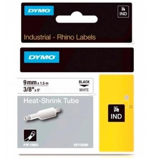 [9932821] DYMO - RHINO CINTA ID1-9, NEGRO SOBRE BLANCO, 9MMX1´5M, TUBO TERMORRETRACTIL (S0718280) (Ref.18053)