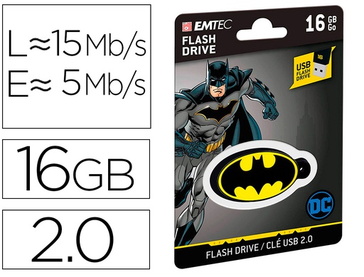 [2160160] EMTEC - Memoria usb flash 16 gb usb 2.0 collector batman (Ref. E172716)