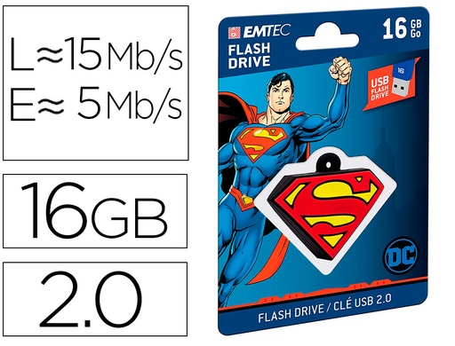 [2160159] EMTEC - Memoria usb flash 16 gb usb 2.0 collector superman (Ref. E172686)