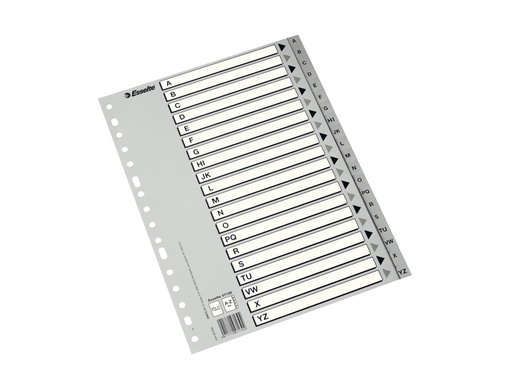 [9932351] ESSELTE - ABECEDARIO MULTITALADRO POLIPROPILENO A4 GRIS CON CARÁTULA ÍNDICE CARTÓN BLANCO / NEGRO (Ref.47140)