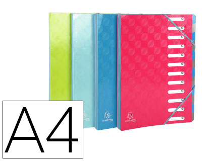 [2156012] EXACOMPTA - Carpeta harmonika clasificadora fuelle 12 departamentos con gomas carton compacto colores (Ref. 56220E)