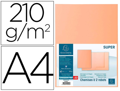 [2159903] EXACOMPTA - Subcarpeta cartulina con 2 solapas din A4 gama super crema 210 gr (Ref. 332002E)