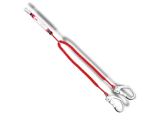 [2160737] FARU - Anticaidas elastica con absorbedor de energia doble cuerda mosqueton doble gancho de acero 50 mm (Ref. C7311)