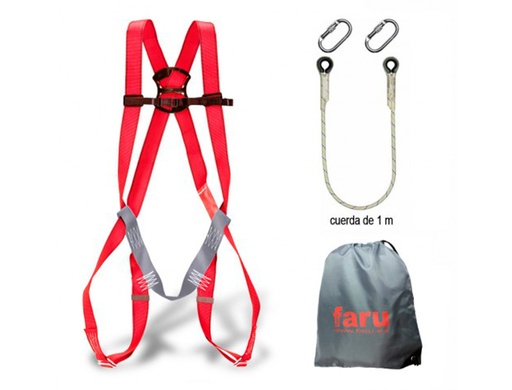 [2160759] FARU - Conjunto anticaidas arnes p01 + cuerda c170 + 2 mosquetones virola + bolsa porta arnes (Ref. BASICO1)
