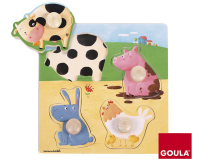 [2078114] GOULA - Puzzle madera 4 piezas animales granja color (Ref. 53069)