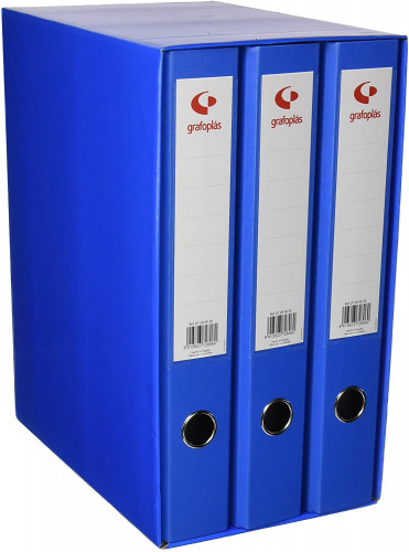 [9932055] GRAFOPLÁS - ARCHIVADOR PALANCA FOLIO MODULO 3 CARPETAS 40MM DE LOMO AZUL -3U- (Ref.7284330)