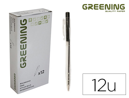 [2063622] GREENING - Boligrafo negro retractil (Ref. GN03)