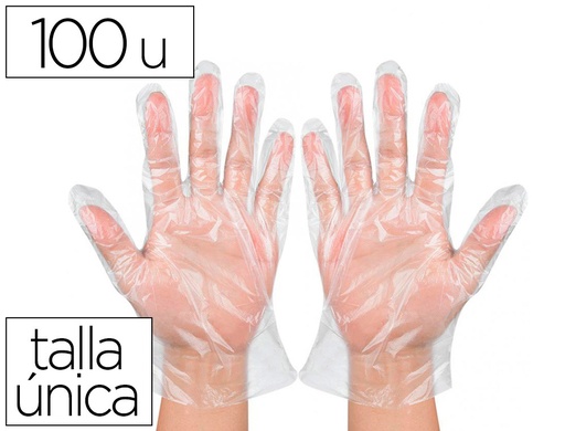 [9159436] Guantes de plastico desechable para trabajos de corta duracion bolsa de 100 unidadestalla unica (Ref. ED0024CT3)