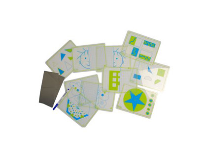 [2068408] HENBEA - Juego fichas transparentes + espejos simetrias y formas 21x15 cm set 10 tarjetas + 2 espejos (Ref. 981)