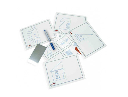 [2068407] HENBEA - Juego tarjetas reutilizables imagina y completa plastico flexible con ilustraciones 21x15 cm (Ref. 737)