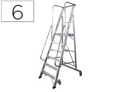[2155934] KTL - Escalera movil de aluminio con plataforma y guardacuerpos plegable 6 peldaños serie 2xl-s (Ref. 26116806)
