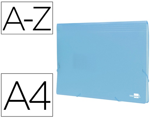 [2011057] LIDERPAPEL - Carpeta clasificador fuelle polipropileno din A4 celeste opaco 13 departamentos (Ref. FU39)