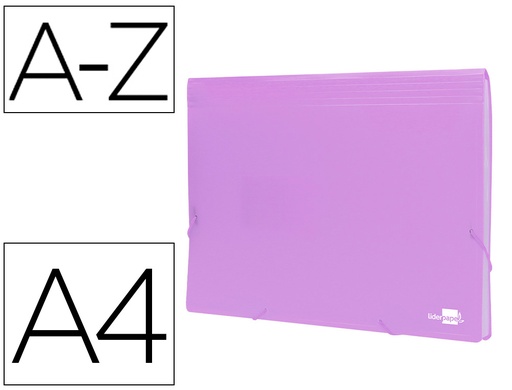 [2011056] LIDERPAPEL - Carpeta clasificador fuelle polipropileno din A4 lavanda opaco 13 departamentos (Ref. FU38)
