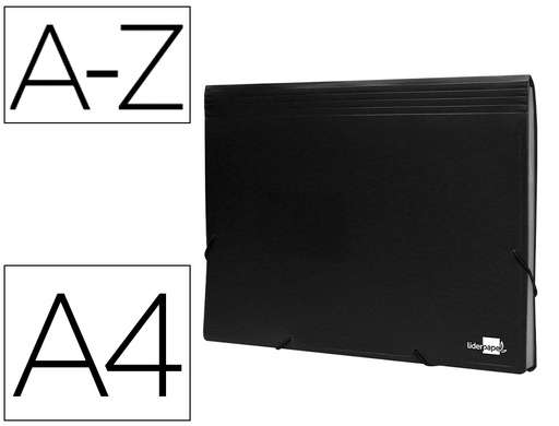[2011053] LIDERPAPEL - Carpeta clasificador fuelle polipropileno din A4 negro opaco 13 departamentos (Ref. FU35)