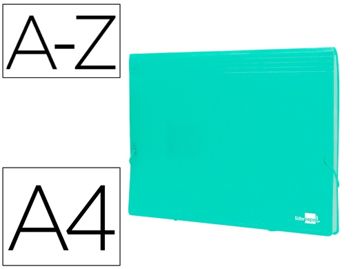 [2011058] LIDERPAPEL - Carpeta clasificador fuelle polipropileno din A4 verede opaco 13 departamentos (Ref. FU40)
