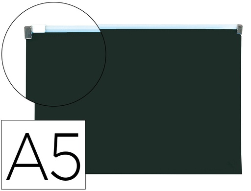 [2011296] LIDERPAPEL - Carpeta dossier a5 cierre de cremallera negro opaco (Ref. DS82)