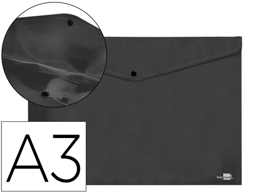 [2011060] LIDERPAPEL - Carpeta dossier broche 44243 polipropileno din a3 negro opaco (Ref. DS68)