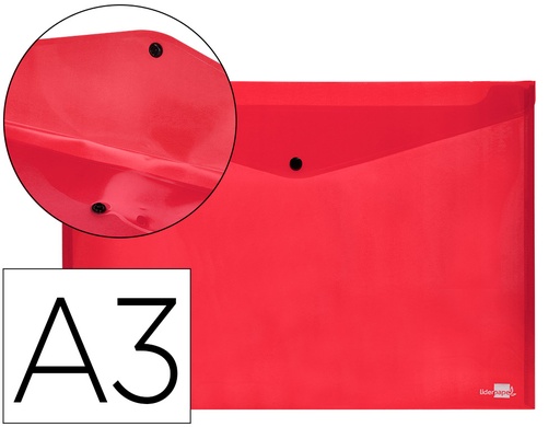 [2011059] LIDERPAPEL - Carpeta dossier broche 44243 polipropileno din a3 rojo translucido (Ref. DS67)
