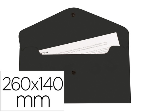 [2011294] LIDERPAPEL - Carpeta dossier broche polipropileno tama o sobre americano 260x140 mm negro opaco (Ref. DS80)