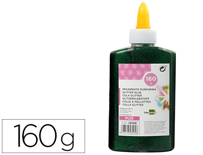 [2010196] LIDERPAPEL - Purpurina pegamento fantasia verde metalizado bote de 160 gr (Ref. PU26)