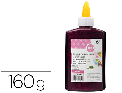 [2010195] LIDERPAPEL - Purpurina pegamento fantasia violeta metalizado bote de 160 gr (Ref. PU25)