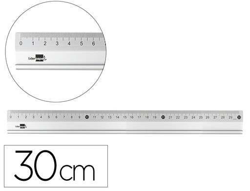 [2160078] LIDERPAPEL - Regla 30 cm aluminio color metalico (Ref. RG18)