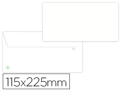 [2006196] LIDERPAPEL - SOBRE BLANCO 115X225 MM SOLAPA TIRA DE SILICONA PAPEL RECICLADO 90 GR CAJA DE 500 UNIDADES (Ref.SL37)