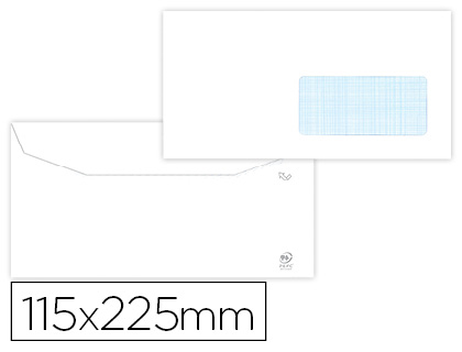 [2006194] LIDERPAPEL - SOBRE BLANCO 115X225 MM VENTANA DERECHA TRAPEZODIAL ENGOMADA PAPEL OFFSET 80GR CAJA DE 500 UNIDADES (Ref.SL36)