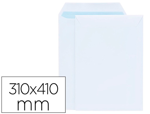 [2006205] LIDERPAPEL - SOBRE BOLSA BLANCO 310X410 MM SOLAPA TIRA DE SILICONA PAPEL OFFSET 100 GR CAJA DE 250 UNIDADES (Ref.SL40)